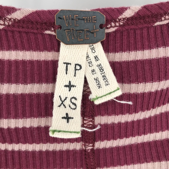 SOLD: We the Free Maroon Cream Ribbed V-Neck Top - Picture 5 of 5